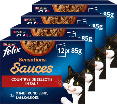 Felix Sensations Saucen - Nassfutter für Katzen - Landschaftsauswahl - 48 x 85 g