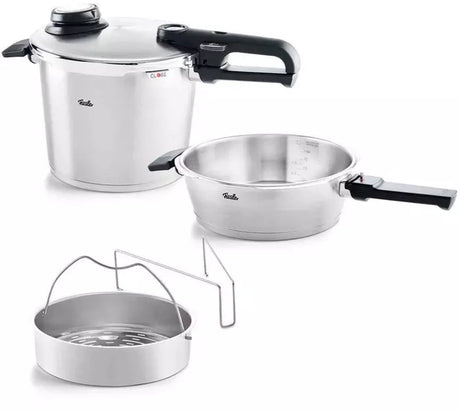 Fissler premium snelkookset met rvs deksel 4.5l en 2.5l