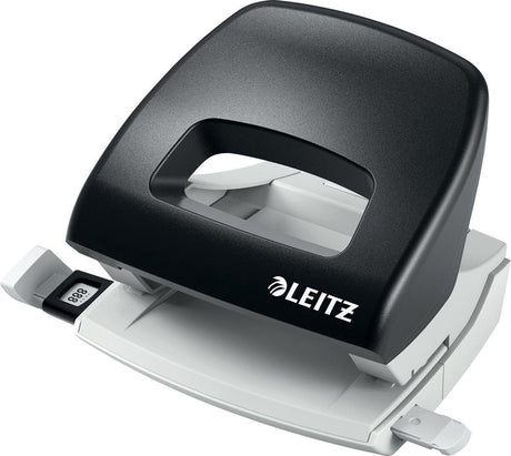 Leitz nexxt Mini-Lochstanzer – stanzt bis zu 16 Blatt – für Ordner und Ringbücher – ideal für den Home-Office-Heimarbeitsplatz – Schwarz