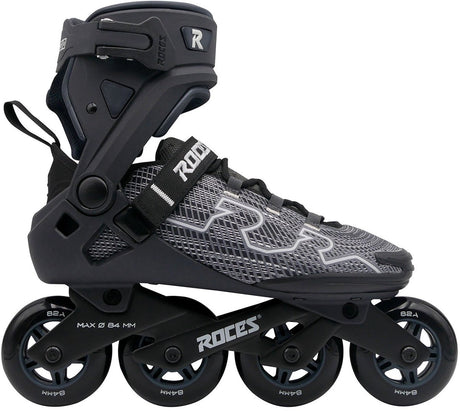 Roces R-Evo 84 Inline-Skates – 84 mm – Softboot – zusätzliche Komfortstabilität – Fersenverriegelung, einfacher Einstieg – Abec-7 – Fitness-Inline-Skates – Herren Damen – Schwarz Anthrazit – Größe 42