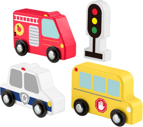 Fisher-Price-Holzset mit Holzfahrzeugen