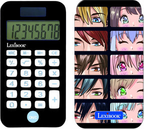 Lexibook manga 8 digits pocket rekenmachine met bescherming hoes