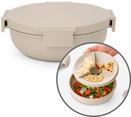 Brabantia Make-Take-Salat-Lunchbox zum Mitnehmen – 1,3 l – Kunststoff – zartes Beige