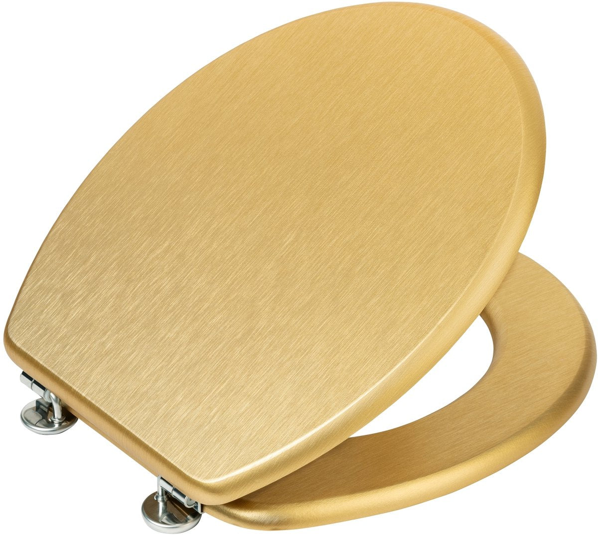 Wenko WC-Sitz Aldeno – mattgoldenes MDF – FSC-Holz – Edelstahlscharniere – WC-Sitz – WC-Sitz – goldmatt
