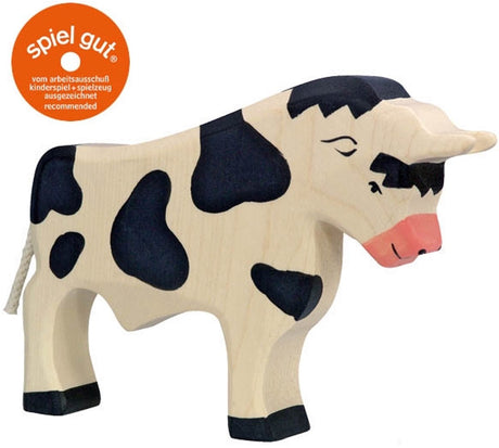 Holztigerbulle, schwarz. 19 cm.