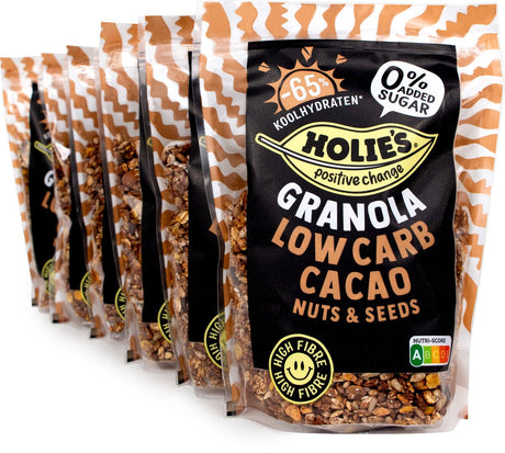 Holie's granola low carb cacao 6x 350gr - ontbijtgranen - suikervrij - gezond - vegan