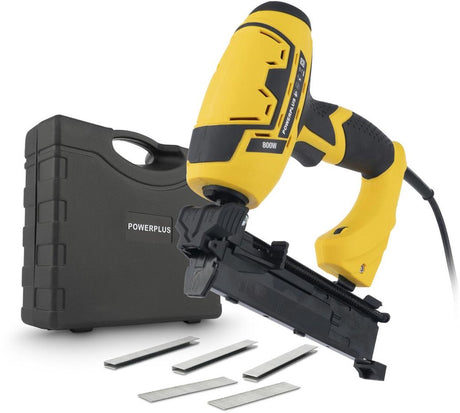Powerplus elektrische Tacker- und Nagelpistole powx13801 – Tacker- und Naglergerät mit 800 W und 30 Min. - mit Koffer und 500 Zubehörteilen.