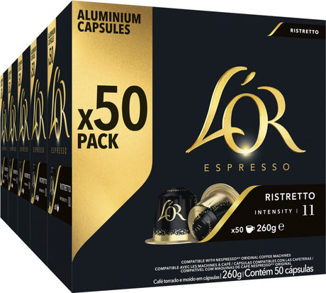 L'or espresso ristretto koffiecups - intensiteit 11 12 - 5 x 50 capsules