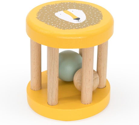 Trixie runde Holzrassel - Mr. Löwe – erstes Babyspielzeug – Mutterschaftsgeschenk – für Jungen und Mädchen