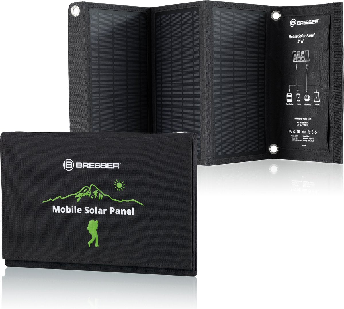 Bresser mobiel zonnepaneel – 21w – voor o.a. smartphone tablets – 3x usb