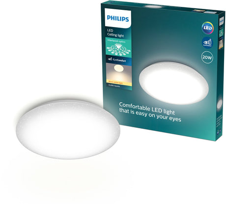 Philips moire plafondlamp - glittereffect - warmwit licht: 2700k - diameter: 38 cm - 20w - rond - wit