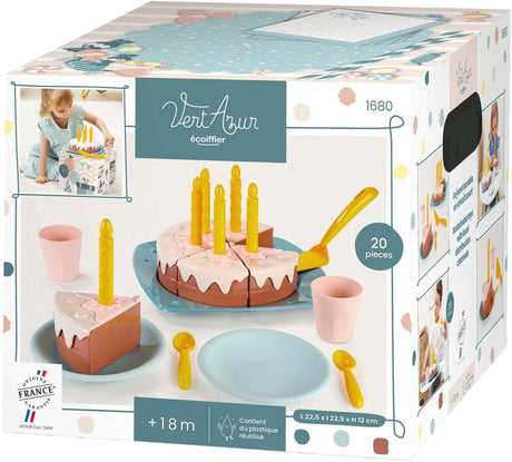 Écoiffier Ecoiffier Vert Azur Play Food Geburtstagstorte Spielset – 20-teilig.