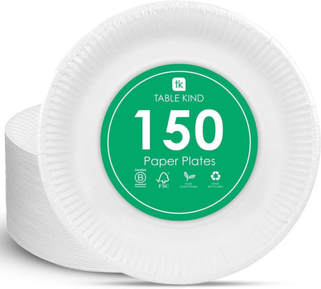 Talking tables table kind papieren borden 150 stuks – wit 22 cm – wegwerp borden voor feest, catering dagelijks gebruik – recyclebaar – gemaakt in eu