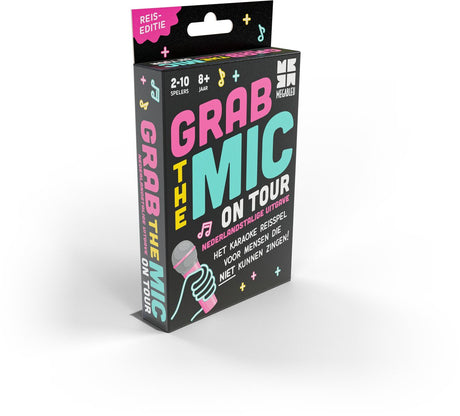 Megableu grab the mic on tour - nederlandstalige reiseditie - compact muziekspel - 2-10 spelers - reisspel voor familie vrienden