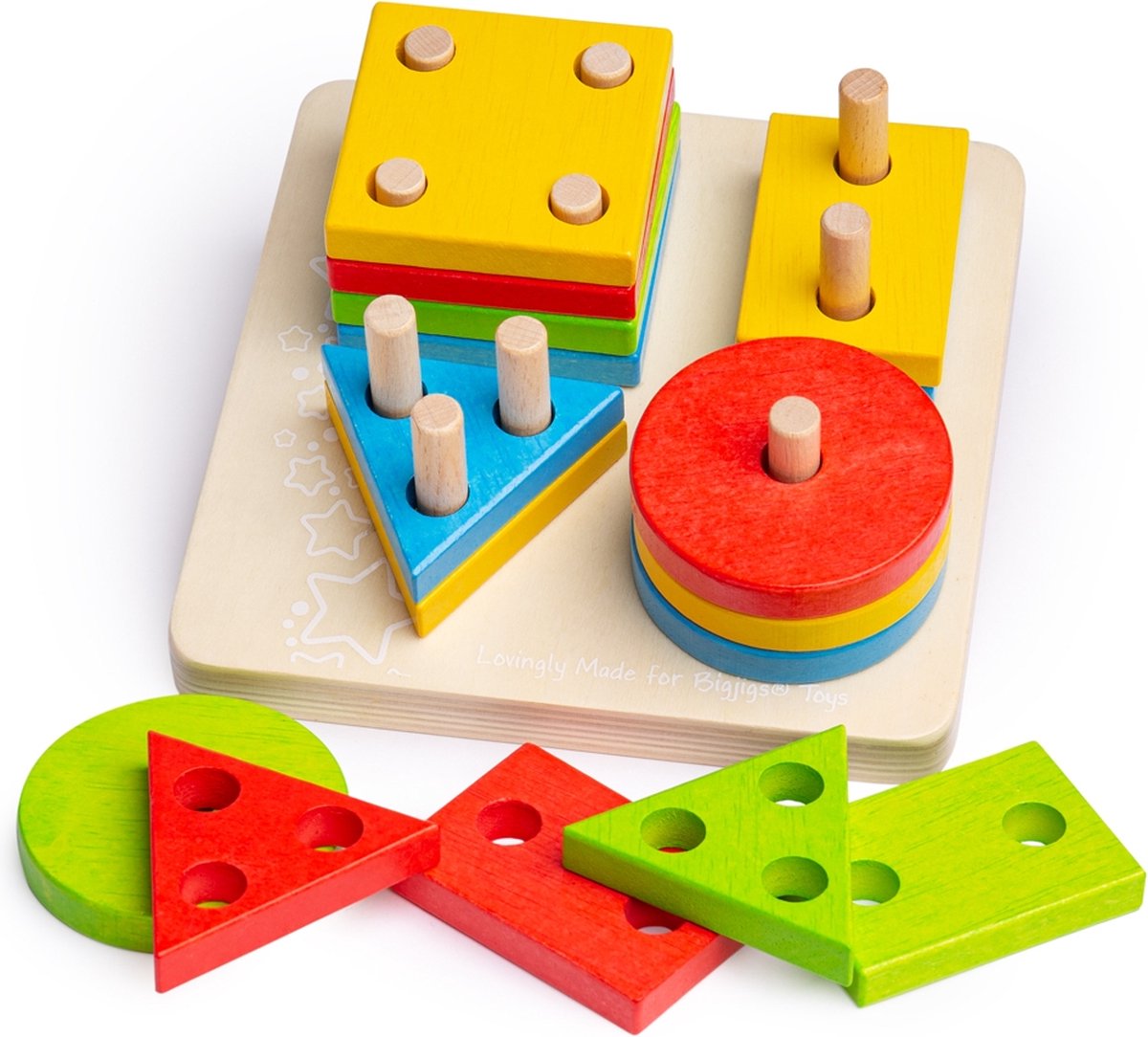 Bigjigs Toys Bigjigs Holzformen-Stapelspiel, 17 Teile.