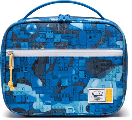 Herschel Lego Pop Quiz Lunchbox klein – abstrakte Ziegelsteine blau