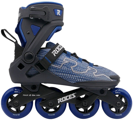 Roces R-Evo 84 Inline-Skates – 84 mm – Softboot – zusätzliche Komfortstabilität – Fersenverriegelung, einfacher Einstieg – Abec-7 – Fitness-Inline-Skates – Herren Damen – Schwarz Blau – Größe 40