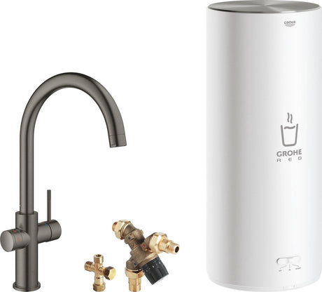 Grohe red 3in1 kokendwaterkraan - c uitloop - 7l boiler - mengventiel - hard graphite geborsteld (mat antraciet) - 30031al1