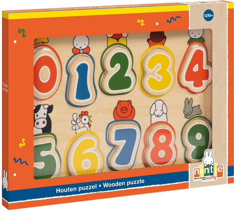 Bambolino Miffy Zahlenpuzzle aus Holz – 9 dicke Puzzleteile – Kleinkind- und Vorschulspielzeug – für Mädchen und Jungen – ab 1 Jahr – Spielzeug Kinder – Spielzeug
