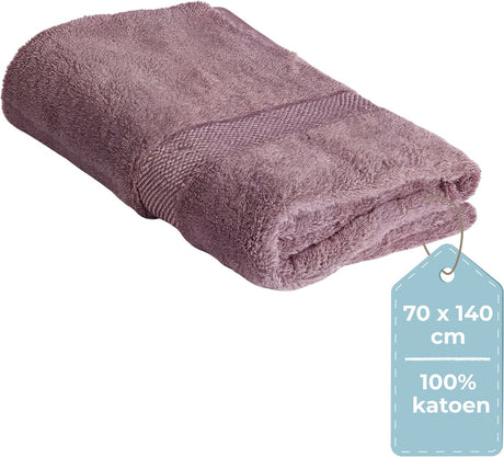 Hush. living hush living - badhanddoek - per stuk - 70×140 cm - 100% katoen - zware kwaliteit 500g m2 - stijlvol boord en ophanglus - vlierbes