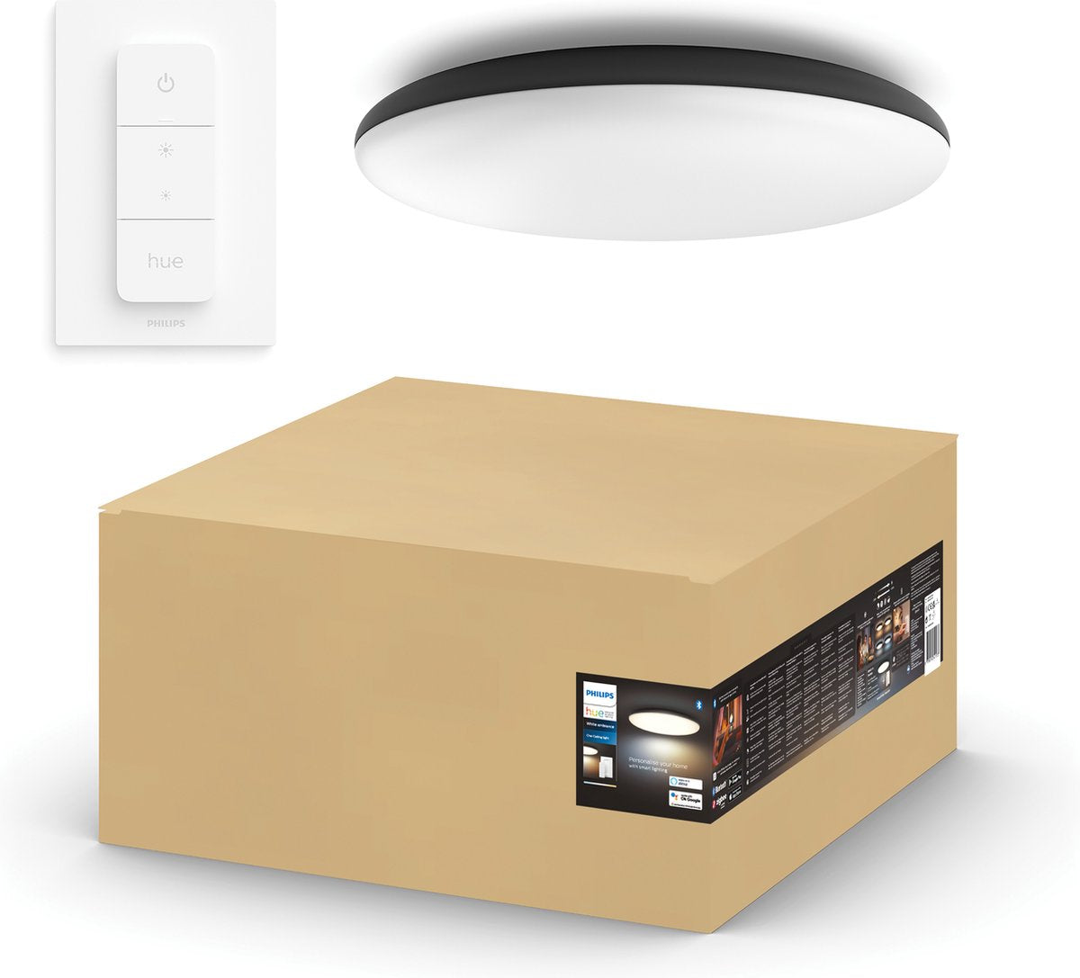 Philips hue cher plafondlamp - warm tot koelwit licht - zwart - 1 dimmer switch