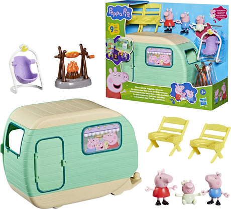 Peppa pig drie kleine biggetjes caravan - 9dlg.