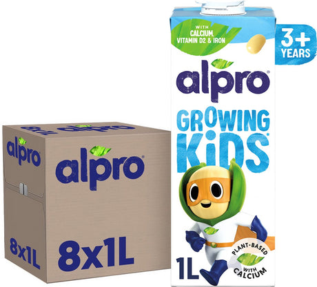 Alpro wachsendes Kindergetränk Soja ab 3 Jahren – pflanzliches Wachstumsgetränk – mit Kalzium-Vitaminen – 8 x 1 l