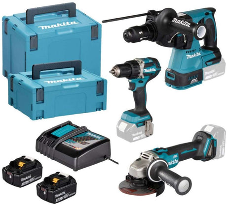 Makita - 8-delige set accu-gereedschappen, accu's, laders en accessoires dlx3195jx1