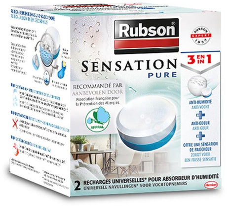 Rubson Sensation Nachfüllungen neutral 2x 300 g Box | 2 Nachfüllpackungen zur Feuchtigkeitsaufnahme | Sensation füllt s.