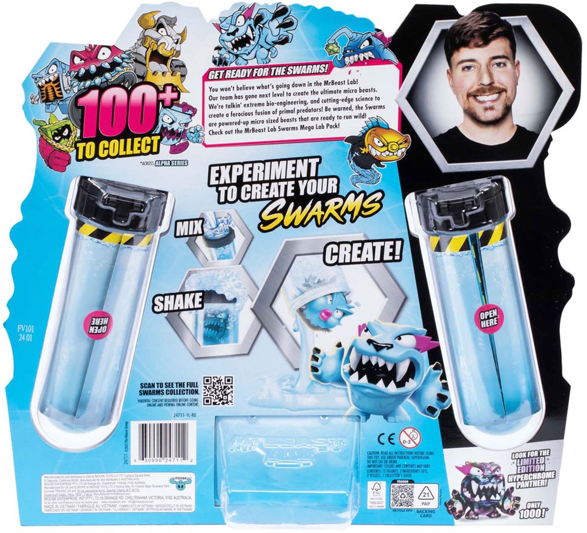 Moose Toys Mrbeast Lab Swarms Mega 12er-Pack – experimentieren Sie und erschaffen Sie 12 Schwärme von Mikrobestien