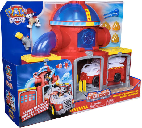 Paw Patrol – Feuerwache-Spielset – mit Marshall-Figur, Feuerwehrauto, Licht, Werfer und Soundeffekten