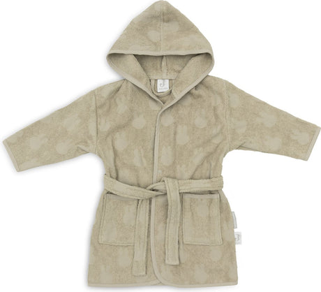 Jollein x Miffy – Babybademantel Frottee 3-4 Jahre – Kinderbademantel mit Kapuze – Miffy-Jacquard – Olivgrün 3-4 Jahre