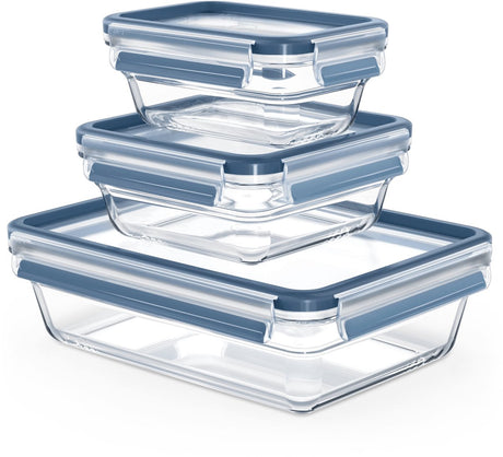 Tefal masterseal glass - 3-delige vershoudbakjesset - 100% lekvrij - ovenbestendig tot 420°c - vriesbestendig tot -40°c