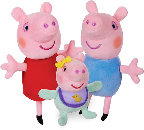 Charakteroptionen Peppa Pig 3-teiliges Kuscheltier-Set – Peppa, George Baby Evie – weiche Plüsch-Kuscheltiere