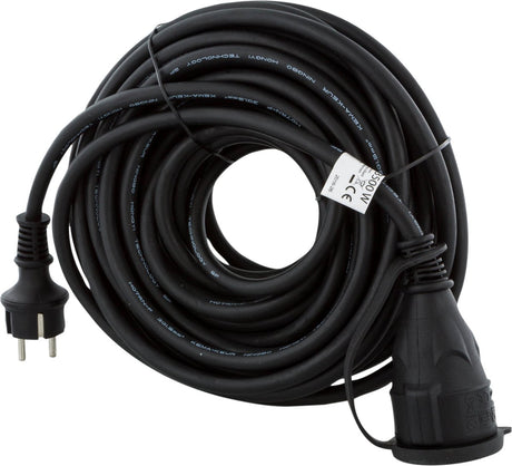 Exin verlengsnoer buiten – neopreen – ip44 spatwaterdicht – 3 x 1.5 mm² – 20 meter – zwart