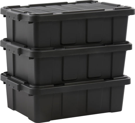 Iris powerbox robuust opbergbox - 25l - 100% recycled kunststof - zwart - set van 3
