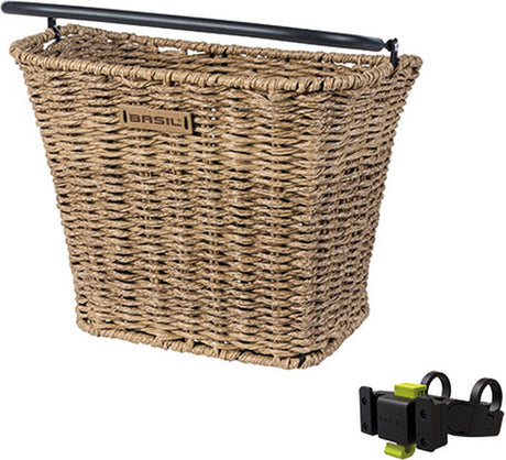 Basilikum Bremen Rattan Look KF - Fahrradkorb - zuerst - einschließlich Basilkf Sterbar Bield Halter - Hellbraun
