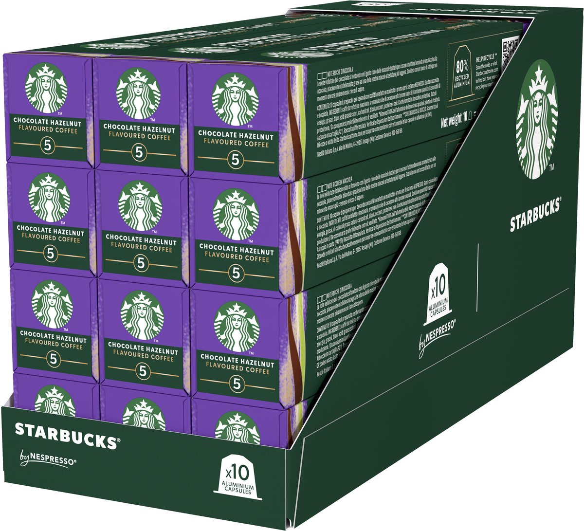 Starbucks by Nespresso Kapseln Schokolade Haselnuss – 10 Kaffeetassen x 12 Schachteln