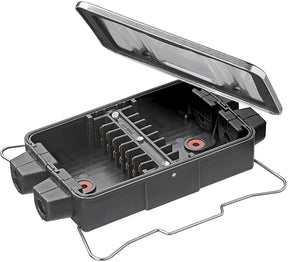 Proplus kabelverbindingsdoos 8 x 4-polig 17,1 x 9,3 x 3,3 cm – voor elektrische kabelverbindingen – aluminium afdekplaat – zwart