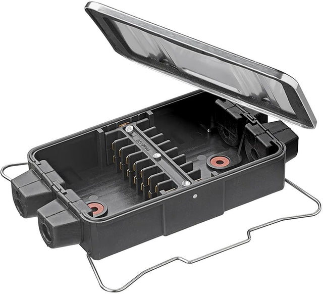 Proplus kabelverbindingsdoos 8 x 4-polig 17,1 x 9,3 x 3,3 cm – voor elektrische kabelverbindingen – aluminium afdekplaat – zwart