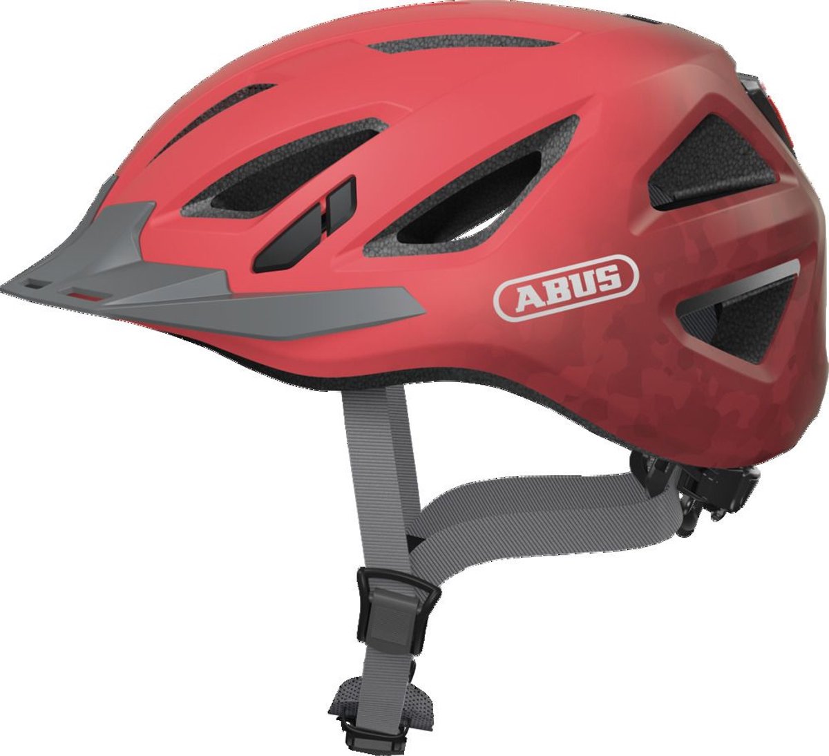 Abus Fahrradhelm Urban-i 3.0 Living Coral L – 56–61 cm – Pink – geeignet für den Einsatz an Elektrofahrrädern – City-Fahrrädern – 300 g
