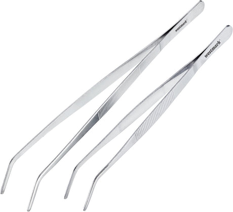 Westmark 2 Kochpinzette – ideal für präzises Arbeiten, gezahnte Griffflächen für festen Halt, spülmaschinenfest, ergonomischer Griff – Edelstahl, 31062270
