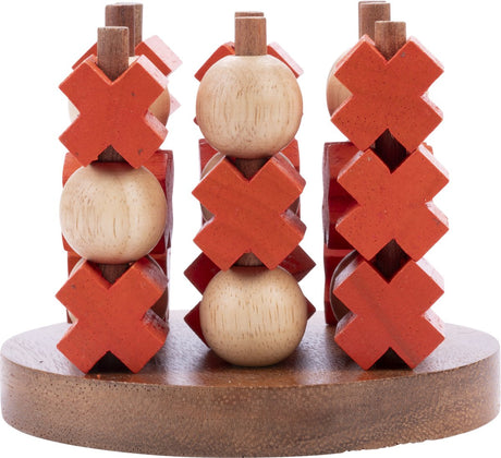 Longfield Tic Tac Toe (mittel) – 3-Gewinnt-Spiel aus Holz – Tic Tac Toe – klassisches Denkspiel – 2 Spieler – kompakte Größe – Engelhart