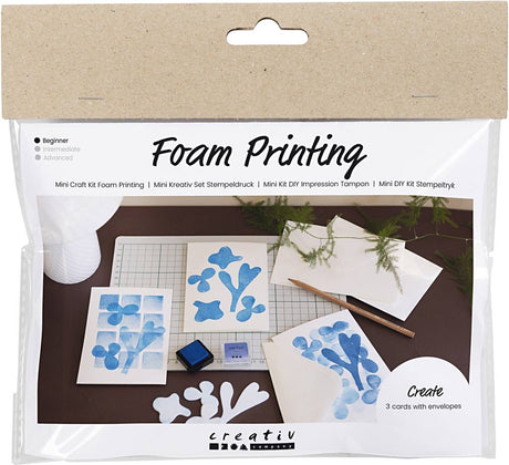 Creativ Company Mini-Hobby-Set, Schaumstoffdruck, Karte mit Design, weiß, gebrochenes Weiß, 1 Box