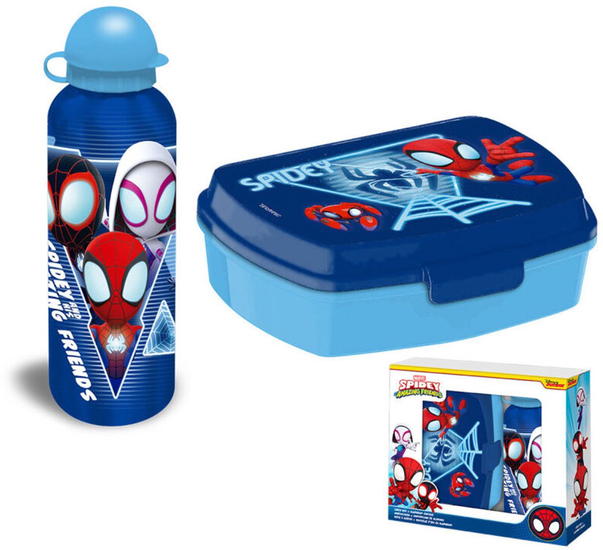 Spider-Man Spiderman Blue Web Sandwichbox + Aluminiumflaschen-Set
