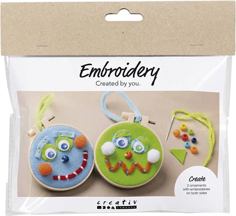 Creativ Company Mini-Hobby-Set Stickgesichter blau und grün
