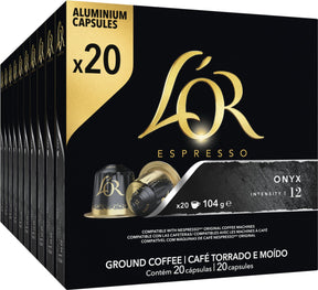 L'or Espresso Onyx Kaffeetassen Vorteilspackung – 10 x 20 Kapseln