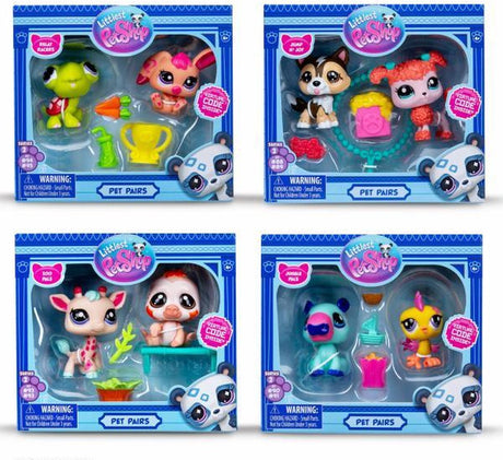 Bandai Namco Littlest Pet Shop Pet Pairs Spielfiguren – Bandai BF00525 – 2 Tiere mit Zubehör – 1 Packung im Lieferumfang enthalten, Modell kann variieren