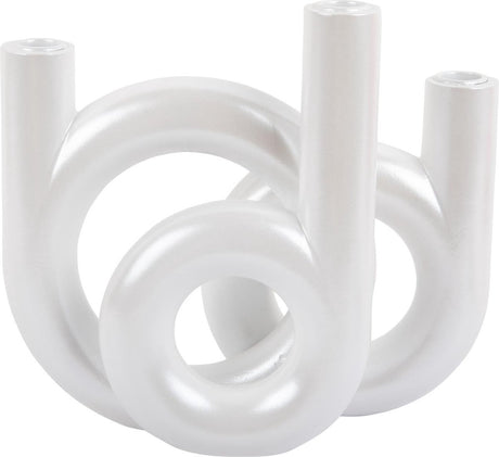 Present time kandelaar rings medium - wit - 18x12x20cm - scandinavisch - polyresin