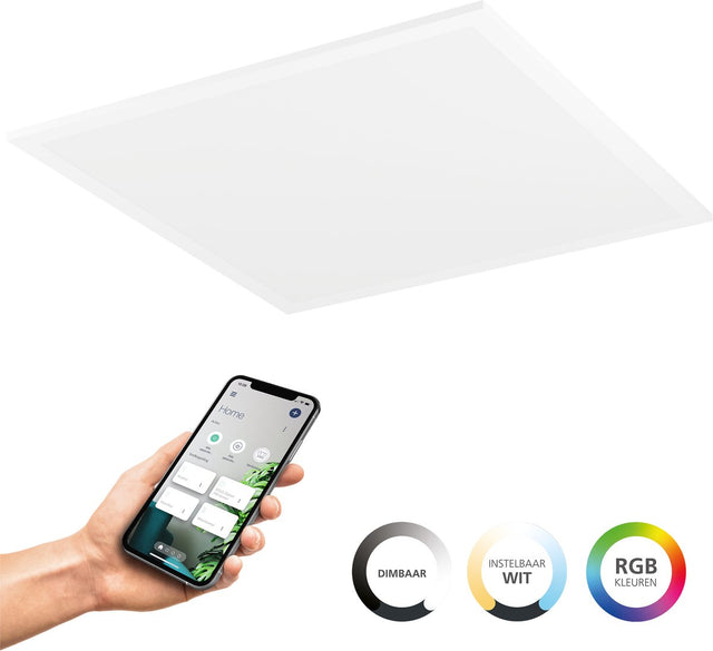 Eglo connect.z moradillo smart led paneel - 39.5 x 39.5 cm - wit - instelbaar rgb wit licht - dimbaar - zigbee